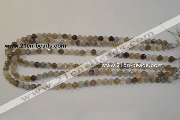 CAG2421 15.5 inches 6mm faceted round Chinese botswana agate beads