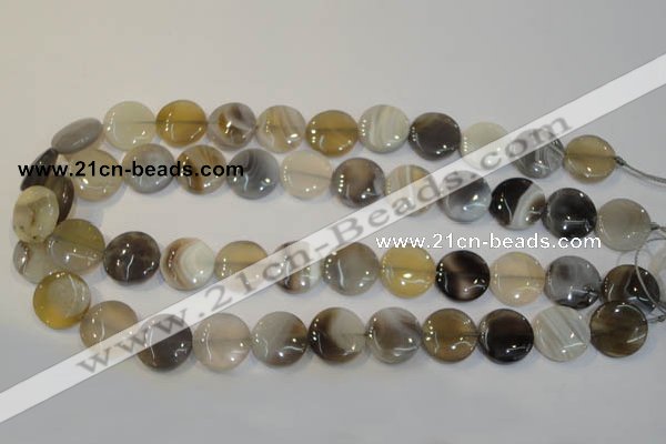 CAG2437 15.5 inches 16mm flat round Chinese botswana agate beads