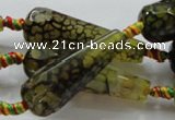 CAG246 15.5 inches 13*40mm faceted teardrop dragon veins agate beads