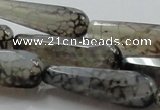 CAG248 15.5 inches 12*40mm faceted teardrop dragon veins agate beads