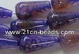 CAG249 15.5 inches 13*28mm teardrop dragon veins agate beads