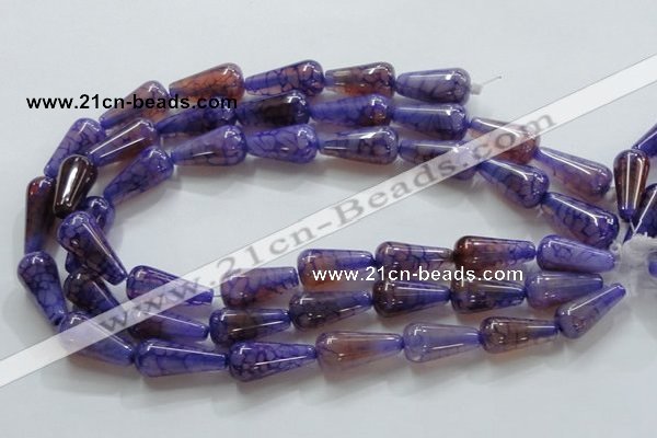 CAG249 15.5 inches 13*28mm teardrop dragon veins agate beads