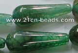 CAG253 15.5 inches 15*40mm teardrop green dragon veins agate beads