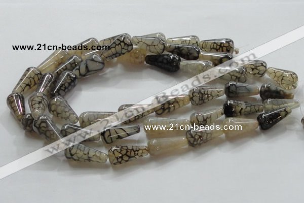 CAG254 15.5 inches 13*26mm teardrop dragon veins agate beads