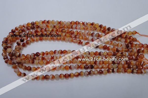 CAG2701 15.5 inches 6mm faceted round red line agate beads