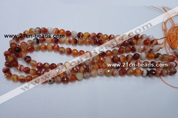 CAG2702 15.5 inches 8mm faceted round red line agate beads