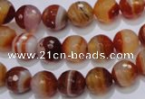 CAG2703 15.5 inches 10mm faceted round red line agate beads