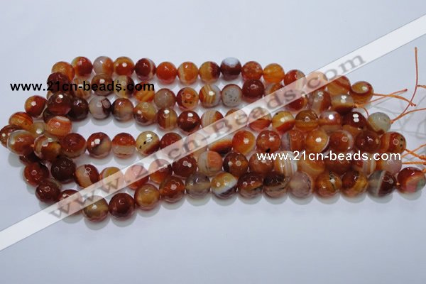 CAG2704 15.5 inches 12mm faceted round red line agate beads