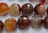 CAG2705 15.5 inches 14mm faceted round red line agate beads