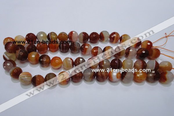 CAG2705 15.5 inches 14mm faceted round red line agate beads