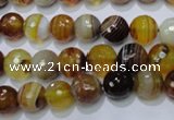 CAG2711 15.5 inches 6mm faceted round yellow line agate beads
