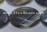 CAG2737 15.5 inches 25*35mm faceted oval grey line agate beads