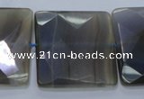 CAG2746 15.5 inches 30*30mm faceted square grey line agate beads