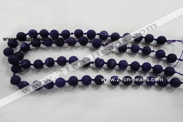 CAG2800 15.5 inches 10mm round matte druzy agate beads whholesale