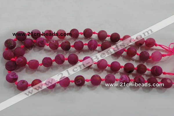 CAG2803 15.5 inches 12mm round matte druzy agate beads whholesale