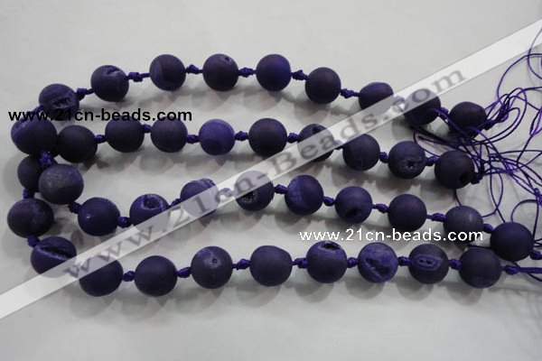 CAG2804 15.5 inches 14mm round matte druzy agate beads whholesale