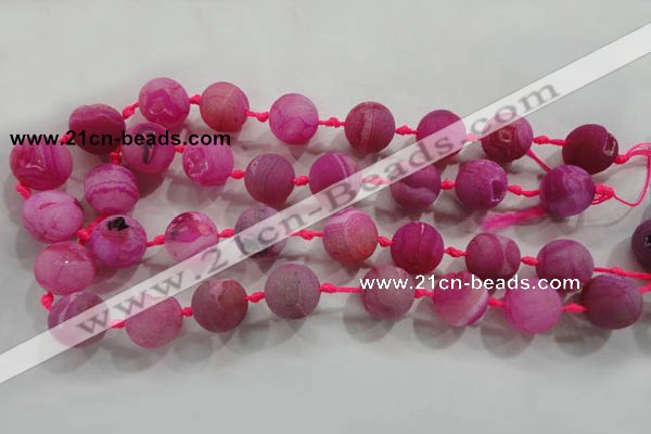 CAG2805 15.5 inches 18mm round matte druzy agate beads whholesale