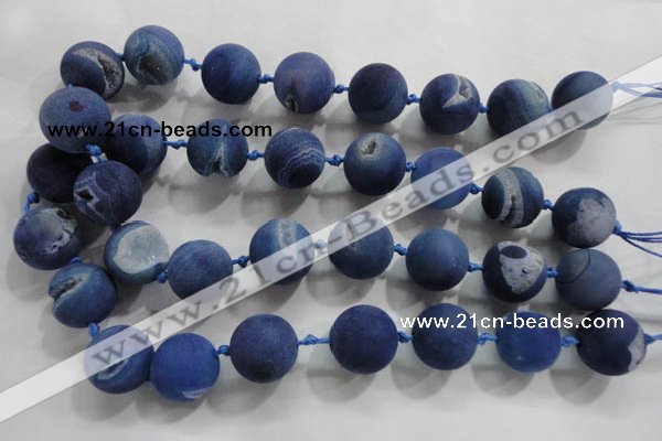 CAG2806 15.5 inches 18mm round matte druzy agate beads whholesale