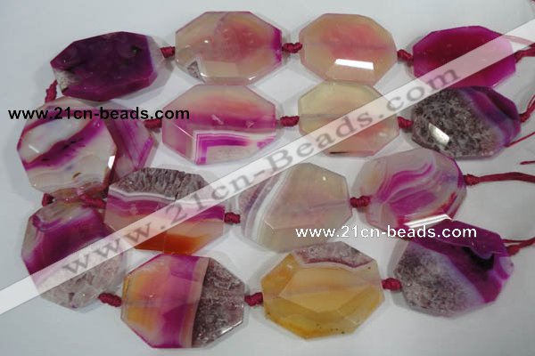 CAG2880 15.5 inches 30*40mm faceted octagonal agate gemstone beads