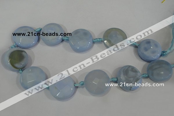 CAG2885 15.5 inches 23mm faceted coin agate gemstone beads