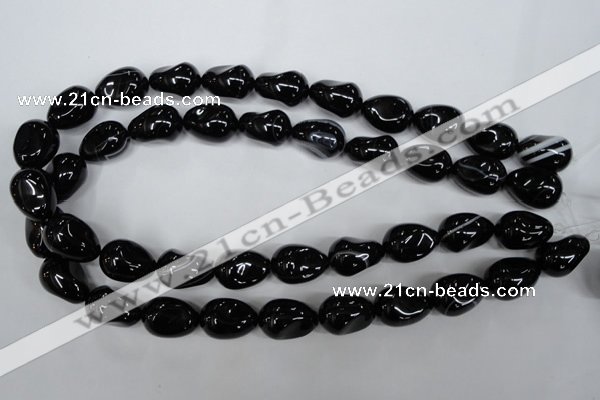 CAG2900 15.5 inches 13*18mm twisted teardrop black line agate beads