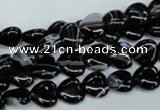 CAG2902 15.5 inches 8*8mm heart black line agate beads