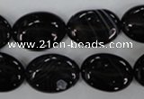 CAG2918 15.5 inches 13*18mm oval black line agate beads