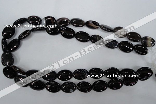 CAG2918 15.5 inches 13*18mm oval black line agate beads