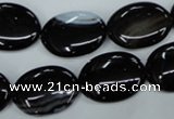 CAG2919 15.5 inches 15*20mm oval black line agate beads