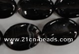 CAG2920 15.5 inches 18*25mm oval black line agate beads