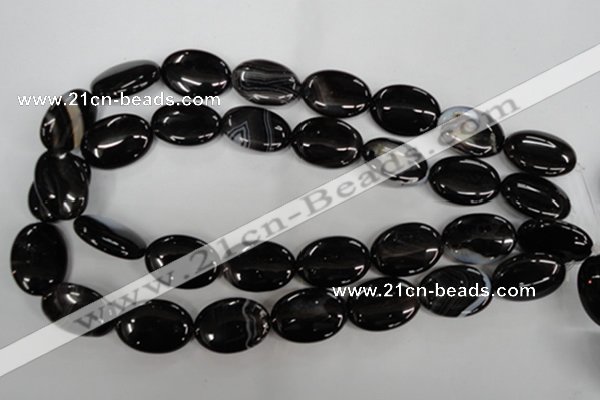 CAG2920 15.5 inches 18*25mm oval black line agate beads