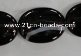 CAG2921 15.5 inches 22*30mm oval black line agate beads