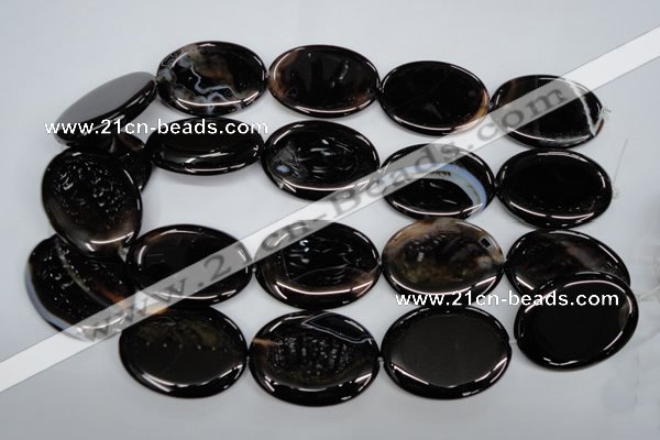 CAG2922 15.5 inches 30*40mm oval black line agate beads