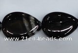 CAG2928 15.5 inches 18*25mm flat teardrop black line agate beads