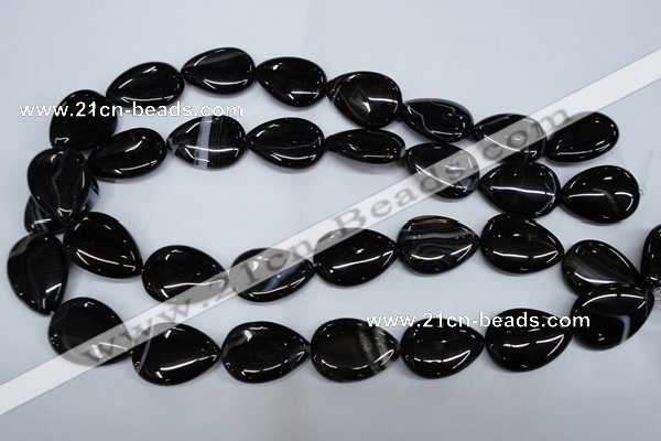 CAG2928 15.5 inches 18*25mm flat teardrop black line agate beads