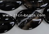 CAG2929 15.5 inches 22*30mm flat teardrop black line agate beads