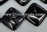 CAG2938 15.5 inches 22*22mm diamond black line agate beads