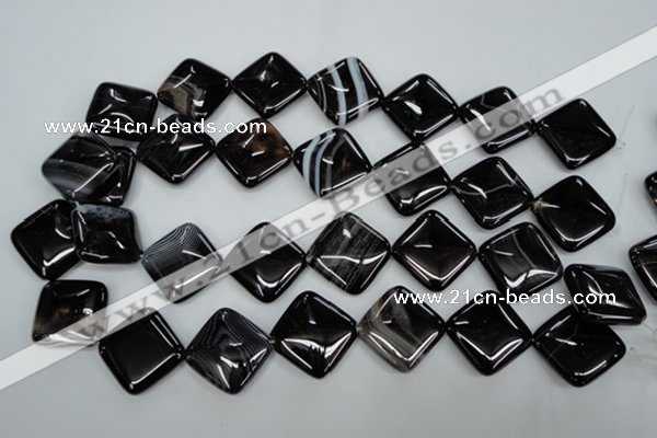 CAG2938 15.5 inches 22*22mm diamond black line agate beads