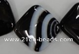 CAG2939 15.5 inches 25*25mm diamond black line agate beads