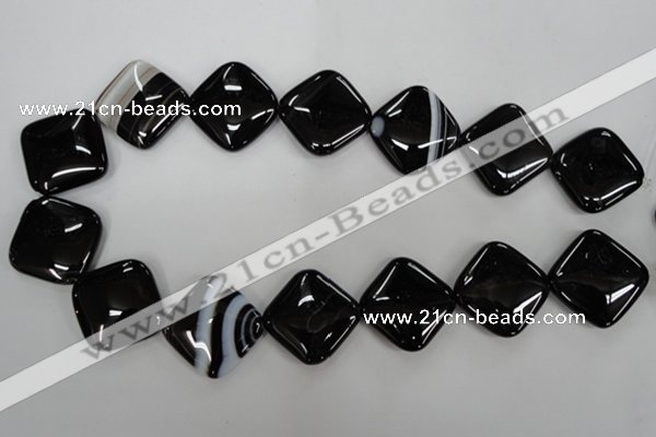 CAG2939 15.5 inches 25*25mm diamond black line agate beads