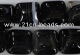 CAG2945 15.5 inches 16*16mm square black line agate beads