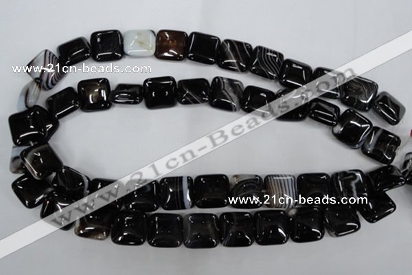 CAG2945 15.5 inches 16*16mm square black line agate beads