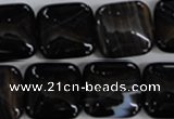 CAG2946 15.5 inches 18*18mm square black line agate beads