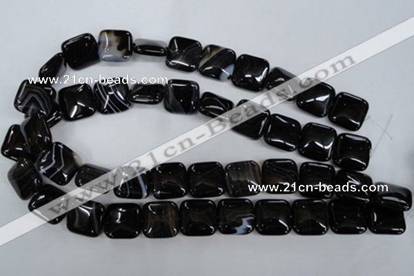 CAG2946 15.5 inches 18*18mm square black line agate beads