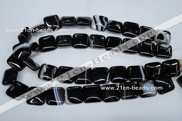 CAG2947 15.5 inches 20*20mm square black line agate beads