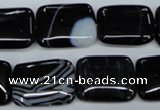 CAG2956 15.5 inches 15*20mm rectangle black line agate beads