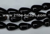 CAG2962 15.5 inches 8*12mm teardrop black line agate beads