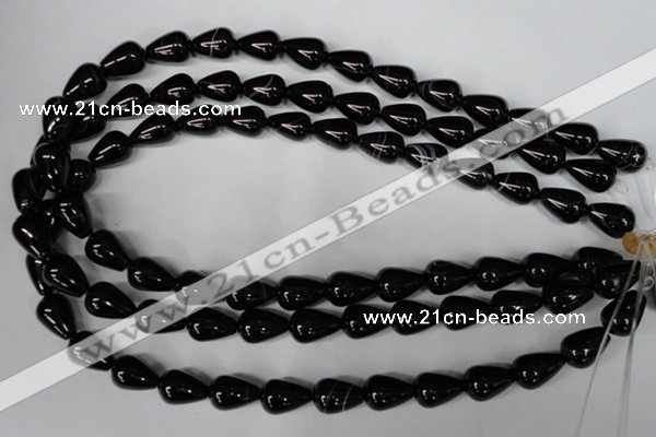 CAG2963 15.5 inches 10*14mm teardrop black line agate beads