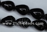 CAG2964 15.5 inches 13*18mm teardrop black line agate beads