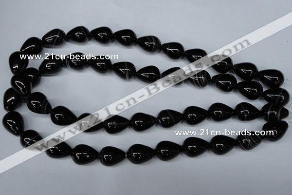 CAG2964 15.5 inches 13*18mm teardrop black line agate beads